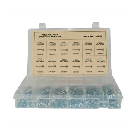 Titan Fasteners Tapping Screw Assortment, Steel, Zinc Plated Finish TFP12HBA400